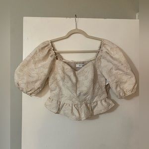 Cream Puffer Sleeve Top